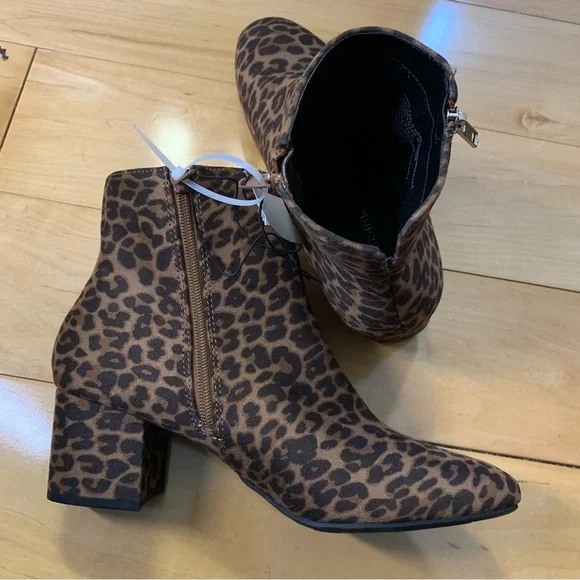 Leopard Print Ankle Boots Block Heel Massini Womens Size 10 NEW WITH TAG - Picture 5 of 7